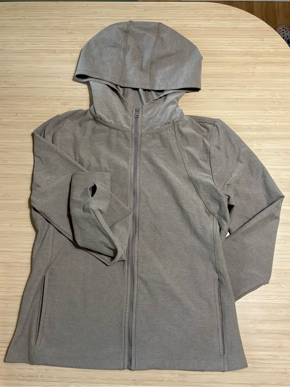 Beyond Yoga Hooded Zip Jacket in Taupe XS